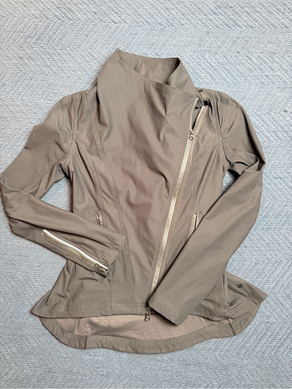 Lululemon Ride On Blazer Fossil Gray Taupe Asymmetrical Zip Moto Jacket Size6